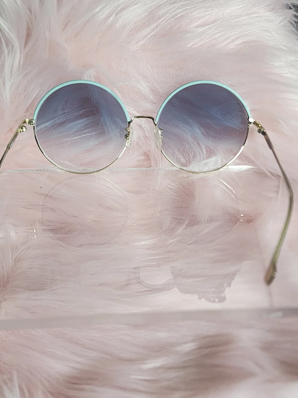 Loewe Round Metal Frame Gradient Lens Sunglasses - Light Blue Frame